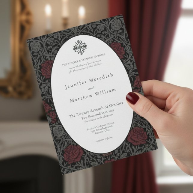 Invitation Élégant Vintage de Moody Botanique Mariage (Elegant Vintage Gothic Moody Botanical Wedding Invitation)