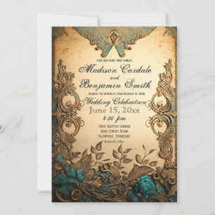 Invitation Élégant Vintage défilement Mariage rustique