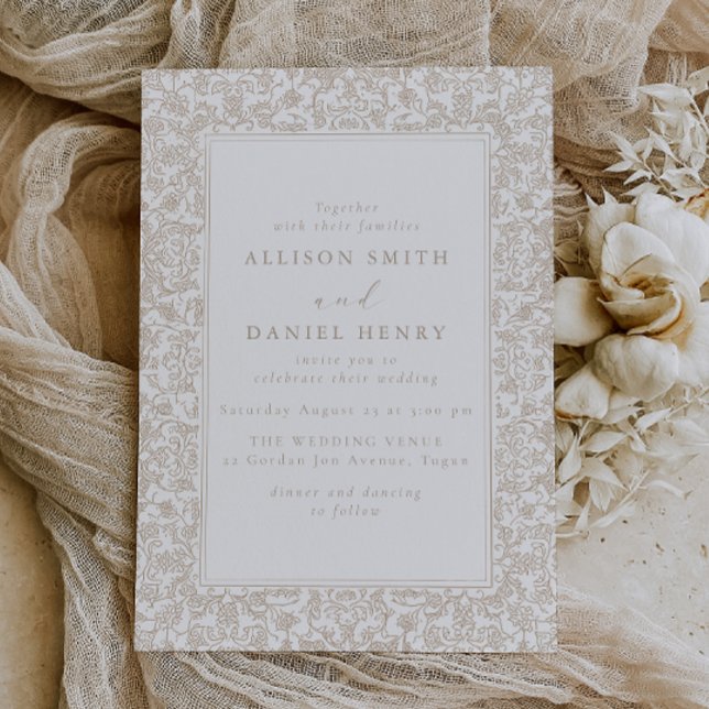 Invitation Elegant Vintage Floral Frame Wedding (Créateur téléchargé)
