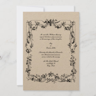 Invitation Elégant Vintage Floral Garlands & Ribbons Mariage