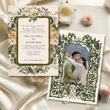 Élégant Vintage Floral Jaune Sage Mariage