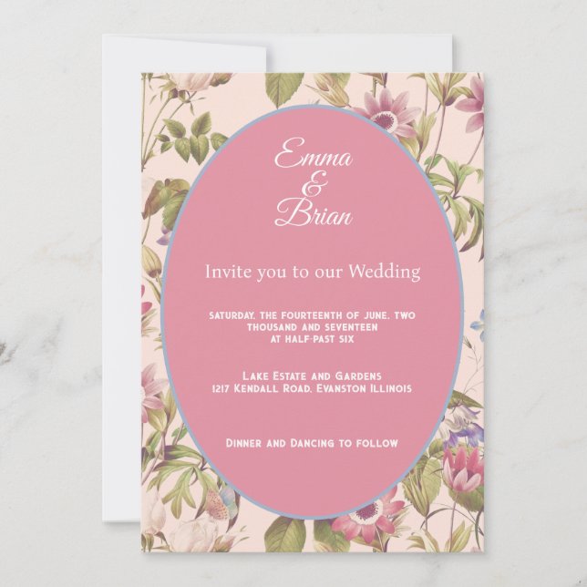 Invitation Elégant Vintage Floral Mariage personnalisable (Devant)