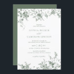 Invitation Élégant Vintage Floral Sage Mariage vert<br><div class="desc">Elégant Vintage Ornament Floral Sage Green Faire-part de mariage. Modèle Faire-part de mariage moderne. Illustrations botaniques florales victoriennes</div>