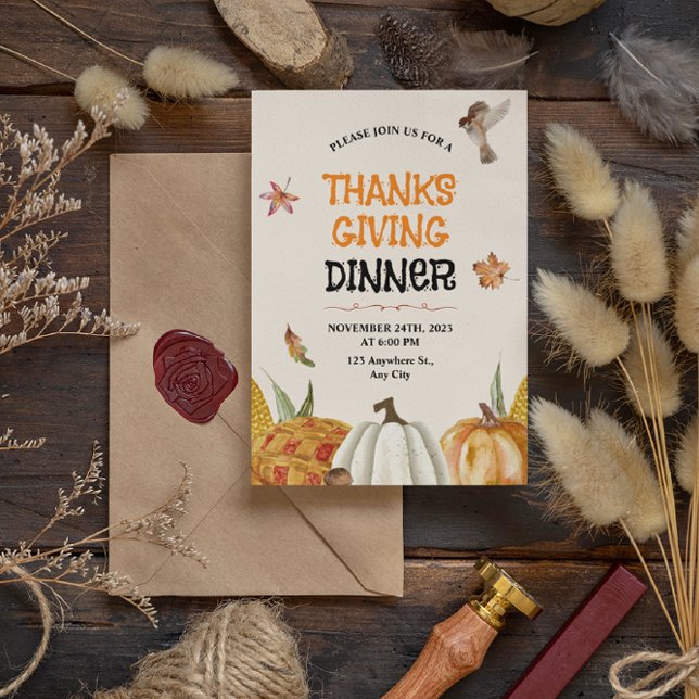 Invitation Élégant Vintage Floral Thanksgiving Brown (brown floral thanksgiving invitation card)