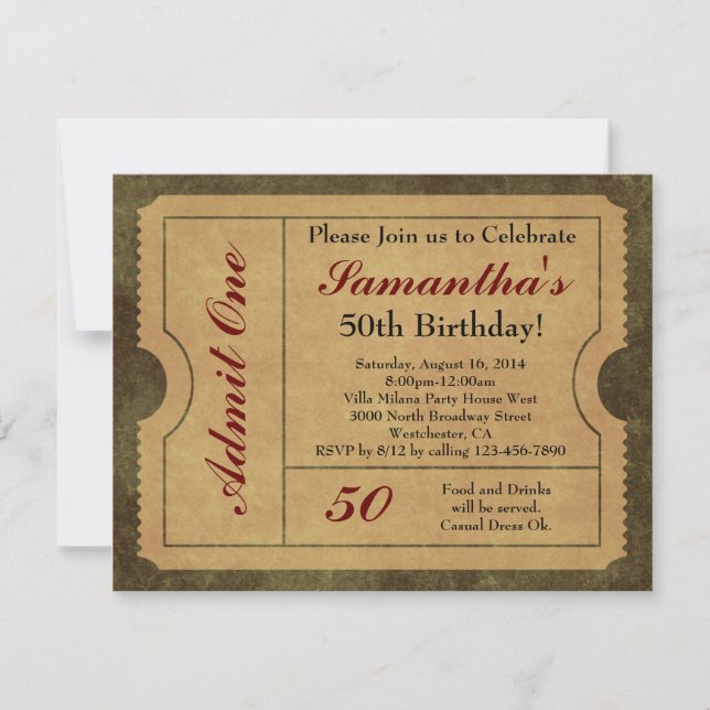 Invitation Elégant Vintage Gold Admettre un 50e anniversaire/ (Devant)