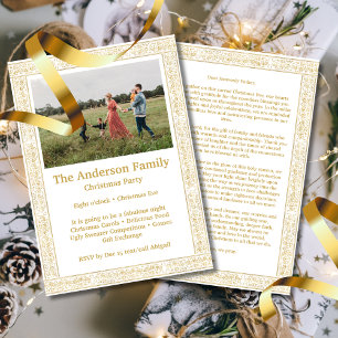 Invitation Elégant Vintage Gold Floral Frame Photo