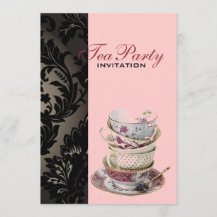 Invitation Elégant vintage Gold noir formel damask thé fête