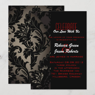Invitation Elégant vintage Gold noir formel mariage damassé