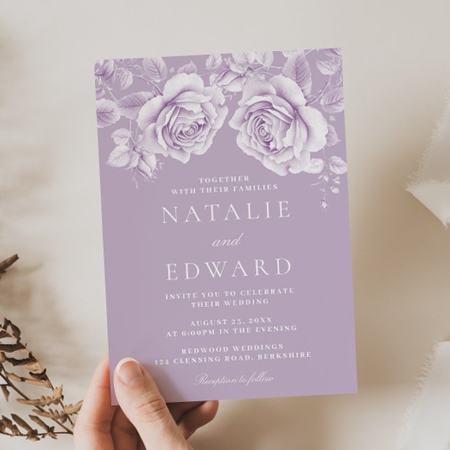 Invitation Élégant Vintage Lavender Floral Mariage (Créateur téléchargé)