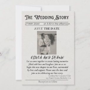 Invitation Élégant Vintage "L'Histoire du Mariage" Enregistre