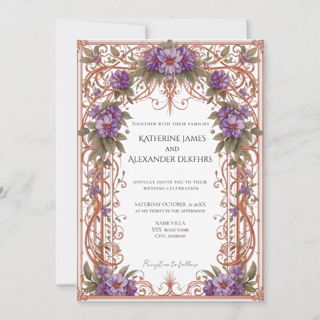 Invitation Élégant Vintage Nouveau Floral Arch Mariage (Devant)