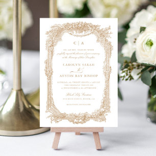 Invitation Elégant Vintage Ornament  cadre Mariage