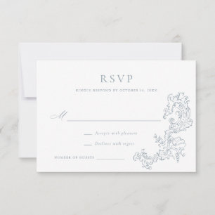 Invitation Elégant Vintage Ornament Conception Bleu Mariage R