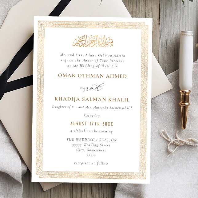 Invitation Elegant Vintage Ornament Gold Islamic Wedding (Créateur téléchargé)