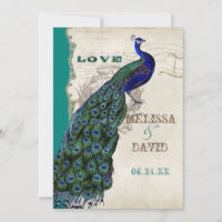 Élégant Vintage Peacock Feathers Script