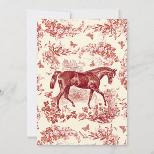 Invitation Elégant Vintage Rouge Rustique Horse Toile Florale