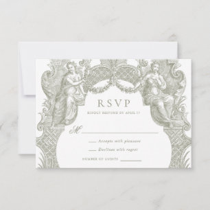 Invitation Elégant Vintage Toile Baroque Frame Mariage RSVP