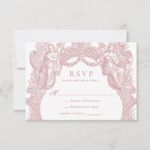 Invitation Elégant Vintage Toile Baroque Frame Mariage RSVP