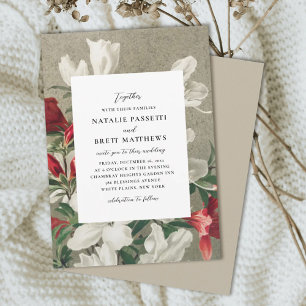 Invitation Elegant Vintage Winter Florals Wedding 