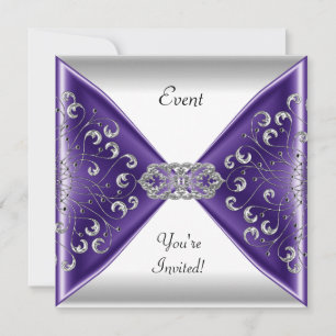 Invitation Élégant Violet Argent Blanc Soirée