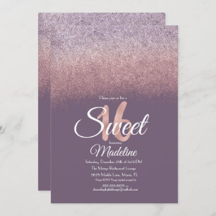 Invitation Élégant Violet Blush rose Ombre Parties scintillan