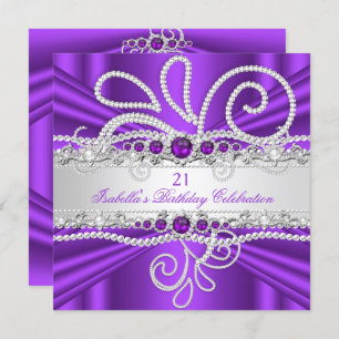 Invitation Elégant violet diamants d'argent Pearl Anniversair