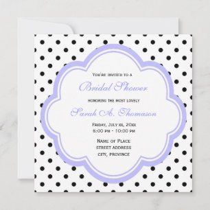 Invitation Élégant violet et classique pois noir et blanc mar