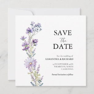Invitation Elégant Violet Fleur sauvage Mariage Enregistrer L