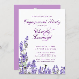 Invitation Élégant violet Lavander Fleurs Mariage Fiançailles