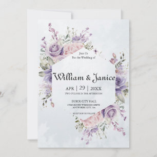 Invitation Élégant violet Mariage d'aquarelle
