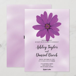 Invitation Elégant violet pourpre rose romantique Mariage flo