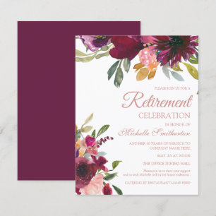 Invitation Élégant Violet Rose Or Floral Script Retraite