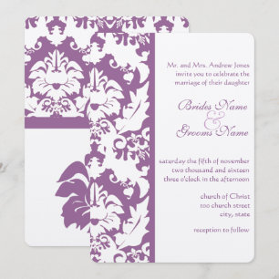 Invitation Élégant violet victorien Mariage damassé