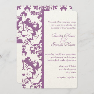 Invitation Élégant violet victorien Mariage damassé