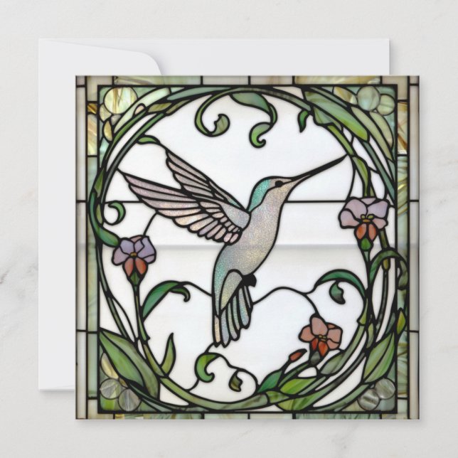 Invitation Élégant vitrail art nouveau colibri (Devant)