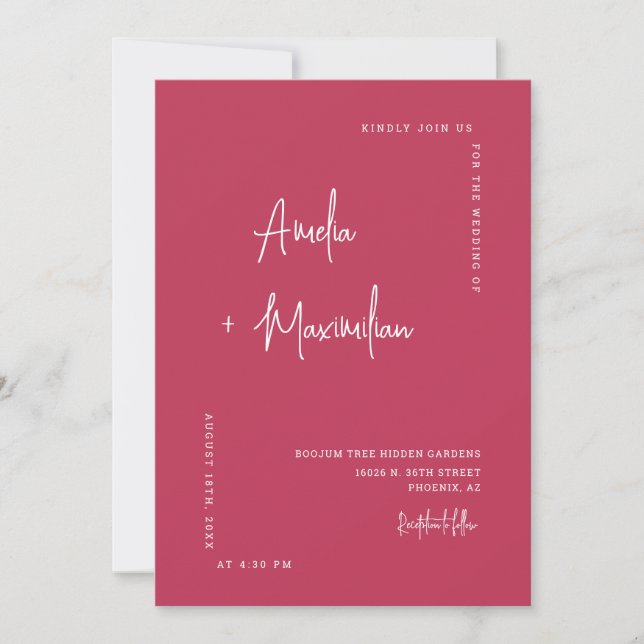 Invitation Élégant Viva Magenta QR Code Mariage Photo (Devant)