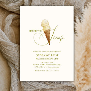 Invitation Élégant Voici le Baby shower de crème glacée Scoop