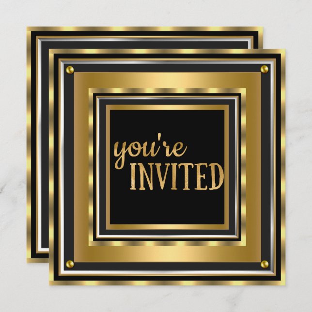 Invitation Elégant Vous êtes Invité Gold Faux foil Anniversai (Devant / Derrière)