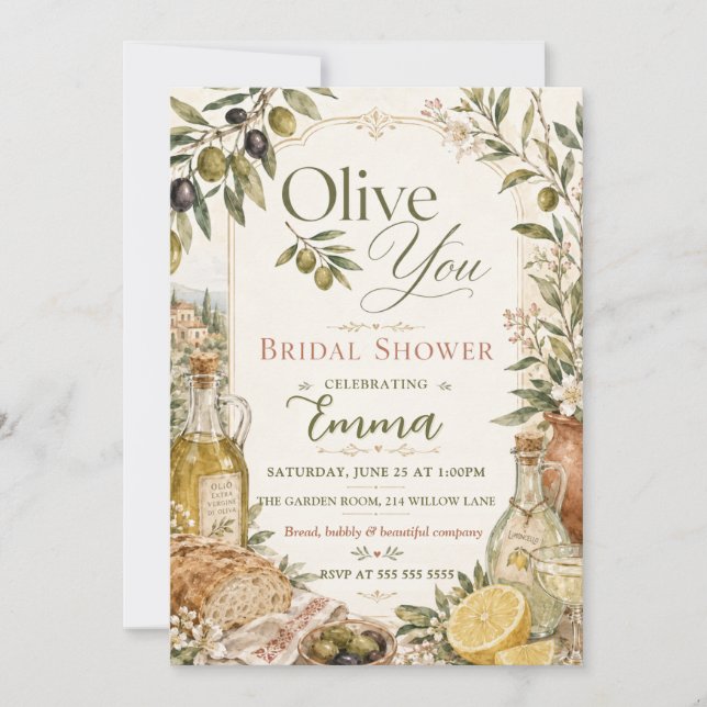 Invitation Élégant Vous Olive Shower de Mariée (Devant)