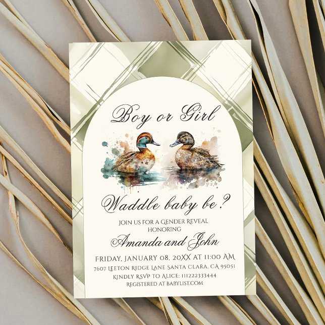 Invitation Elegant Waddle It Be Duck Gender Reveal (Créateur téléchargé)