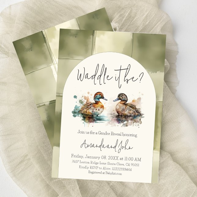 Invitation Elégant Waddle It Be Mallard Duck Gender Reveal (Créateur téléchargé)
