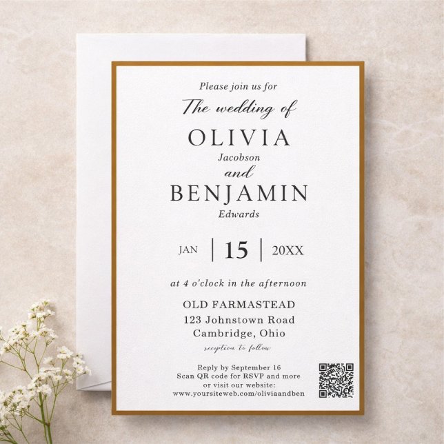 Invitation Elegant Warm Brown Minimalist Wedding (Créateur téléchargé)