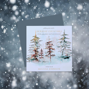 Invitation Elégant Watercolor Forest Holiday Cocktail Party