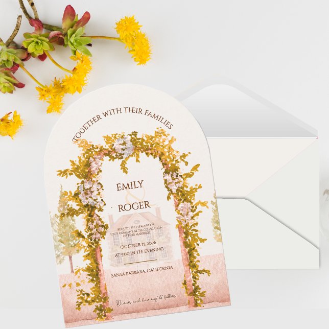 Invitation Elegant Watercolor Garden Arch Countryside Wedding (Elegant Watercolor Garden Arch Wedding Invitation Rustic Countryside Floral Wedding Invite)