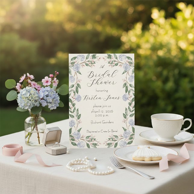 Invitation Elegant Watercolor Hydrangea Bridal Shower  (Créateur téléchargé)