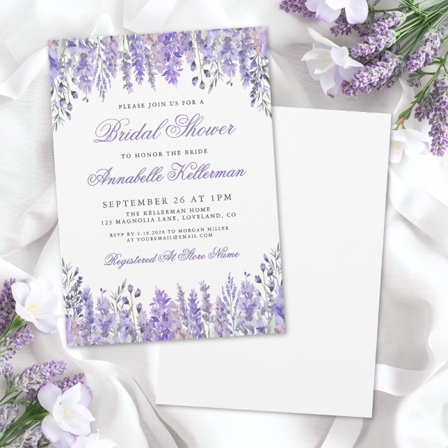 Invitation Elegant Watercolor Lavender Floral Bridal Shower (Elegant Watercolor Lavender Floral Bridal Shower Invitation)