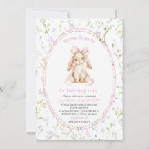 Elegant  Watercolor One 1st Birthday some bunny Gi