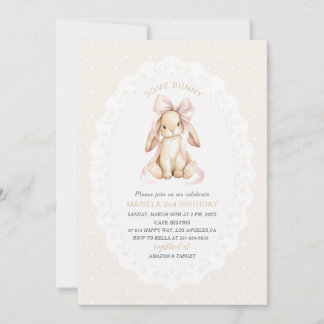 Invitation Elegant  Watercolor One 2nd Birthday some bunny gi