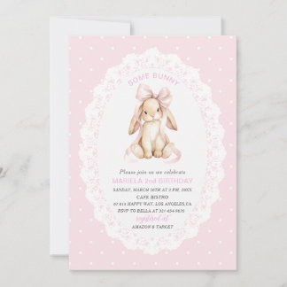 Invitation Elegant  Watercolor One 2nd Birthday some bunny gi