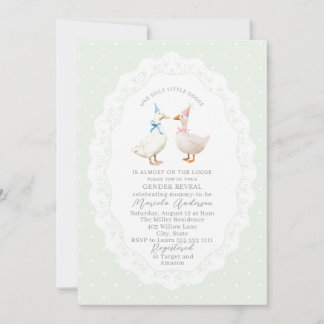 Invitation Elegant Watercolor Silly Goose gender reveal Baby 